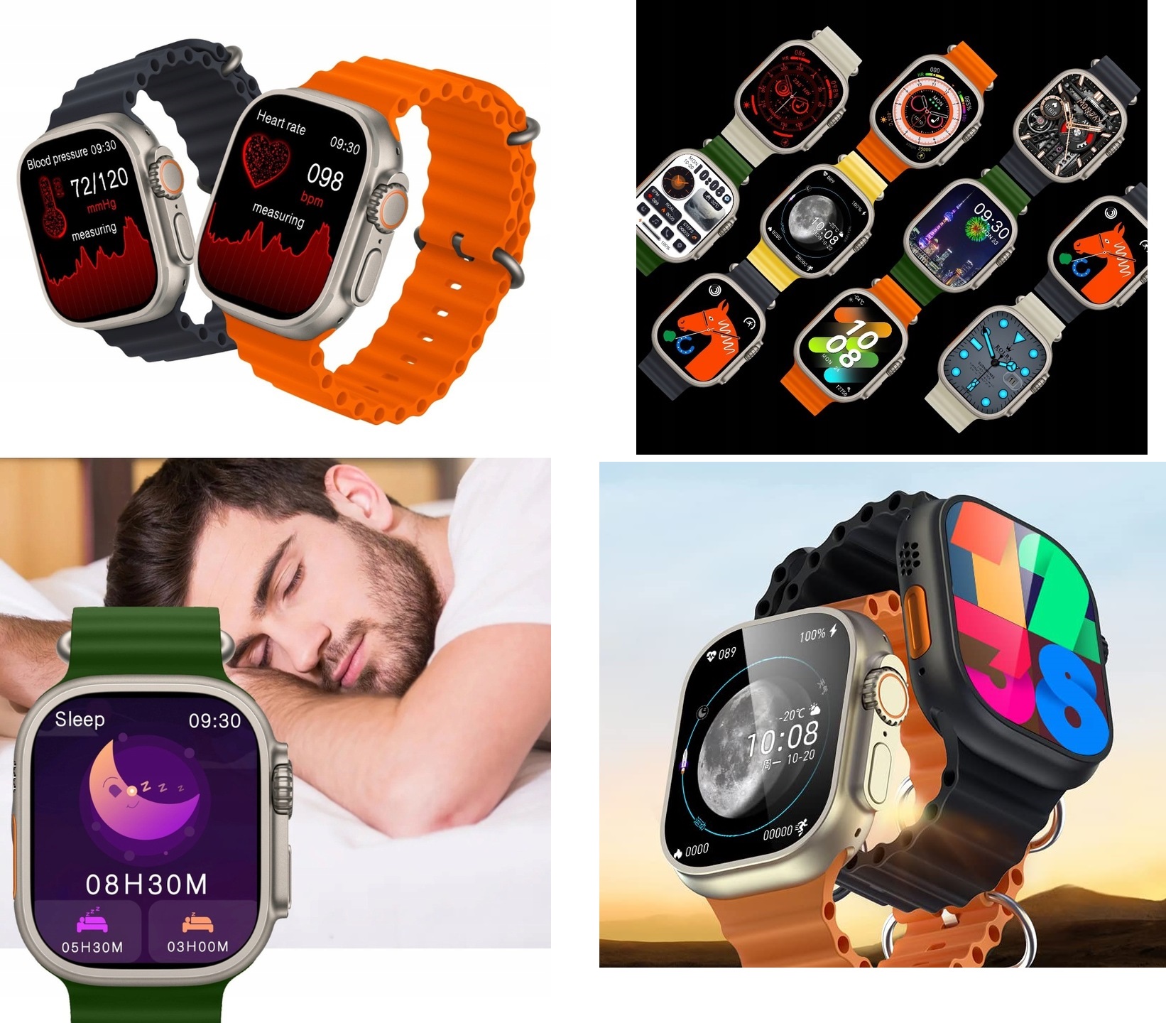 Smartwatch S9 Ultra — funkcje zdrowotne, sen i tarcze